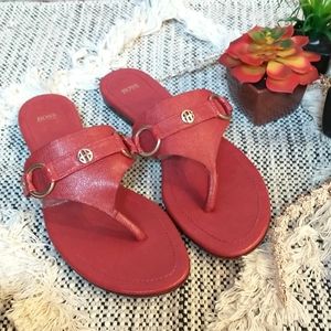 Hugo Boss Red Leather Toe Post Sandals